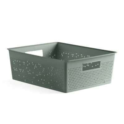 Imagen de TATAY Caja Organizadora Rectangular 12L Bohol, de Polipropileno, Libre BPA, Plástico 100% Reciclado. Verde. Medidas 30 x 39 13,5 cm