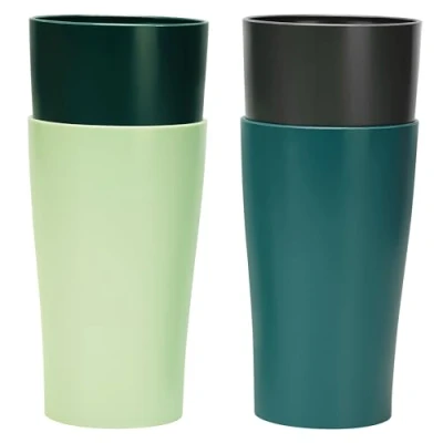 Imagen de Belle Vous Pack de 4 Vasos Plastico Duro Reutilizable 400 ml Resistentes Sin BPA Camping, Viajes, Pícnic Agua y Bebidas Frías Calientes Para Microondas Lavavajillas