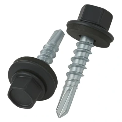 Imagen de 8 mm x 25 Tornillos para techos, cabeza hexagonal, autoperforantes, color (RAL 7016 Gris antracita) con arandela de sellado, Tornillo endurecido chapado en zinc a prueba óxido (50 pcs)