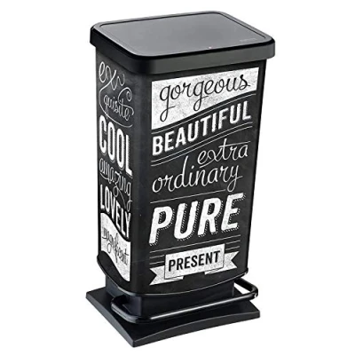 Imagen de Rotho Paso, Cubo de basura 40l con pedal y tapa, Plástico PP sin BPA, hipster, 35.3 x 29.5 67.6 cm
