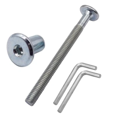 Imagen de SKIR&#039;CO (10 piezas) Pernos conectores de junta acero galvanizado M6 x 70 mm con tuercas, perno conector para muebles, tornillos hexagonales