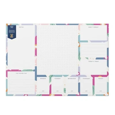 Imagen de Busy B Alfombrilla de escritorio A3 con 36 hojas arrancables, recordatorios, notas y un práctico planificador anual Floral