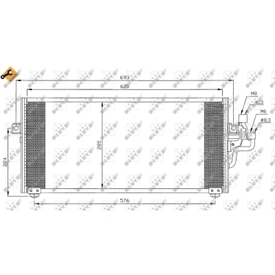 Imagen de NRF EASY FIT 35268 Condensador con junta anular 13 8,3 Aluminio 620 MITSUBISHI: Lancer 6 Limousine