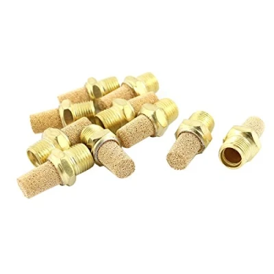 Imagen de sourcing map 10pcs 1/8 pt rosca macho ruido filtro neumático silenciador de escape sinterizado