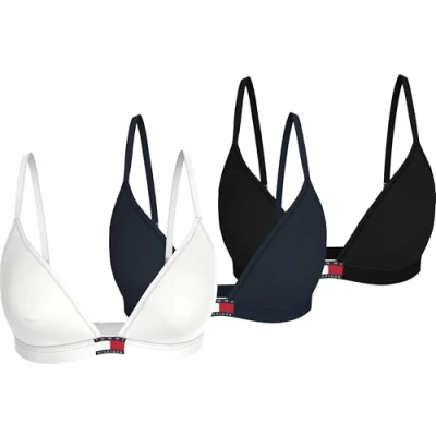 Imagen de Tommy Hilfiger Heritage Triangle 3 PACK Sujetador sin aros, Mujer, Talla: 42 44, Black/navy/white