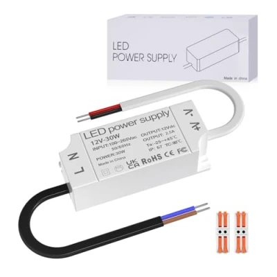 Imagen de TobeBright LED Transformador 220V a 12V 30W, IP67 Impermeable Baja Tensión Alimentador para luz GU4 GU5.3, Tira de