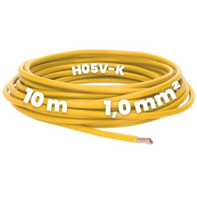 Imagen de Kalitec 10 metros H05V K 1 mm² amarillo cable flexible I PVC individual mm2 cableado hostil de un solo alambre conmutación