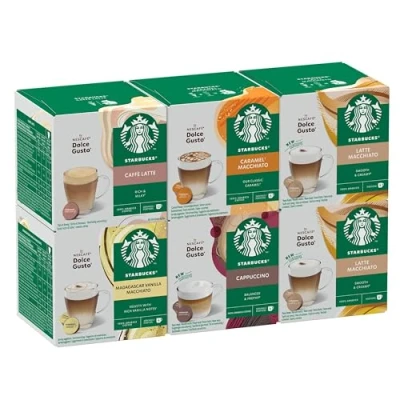 Imagen de STARBUCKS Paquete Variado White Cup de Nescafé Dolce Gusto Cápsulas Café 6 x 12 (72 Cápsulas) Exclusivo en Amazon