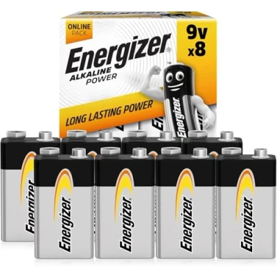 Imagen de Energizer Pilas Alcalinas 9V, Alkaline Power, Paquete de 8 Unidades