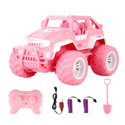 Imagen de Weinsamkeit Coche Teledirigido Niñas, 1/16 RC Camión de Control Remoto Todo Terreno con Luces y Bateria Recargable Rosa Juguetes Regalo para Niñas 3 4 5 6 7 8 9 10 11 12+ Años