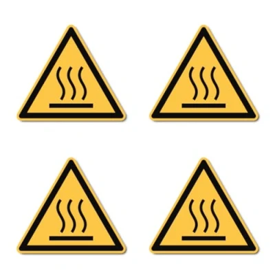 Imagen de Advertencia de superficie caliente: W017 DIN EN ISO 7010 / ASR A1.3 pegatina: diámetro 7,5 cm, 4 unidades.