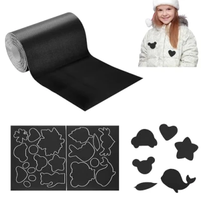 Imagen de KLYKLL Parche Reparacion Ropa, 7.6 * 200cm Parches Autoadhesivos de Nylon,Nylon Autoadhesivos, para Plumas Negro con Formas Diferentes Chaqueta Plumas, Bolso