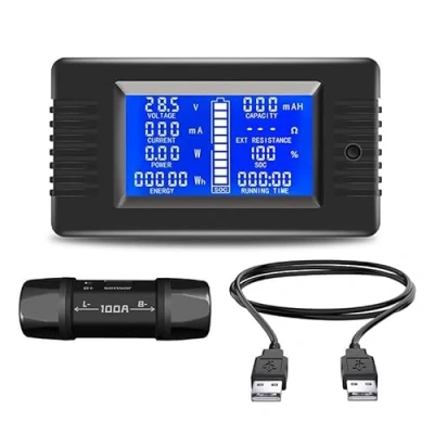 Imagen de DollaTek LCD Display DC Battery Monitor Meter 0 200V Voltímetro Amperímetro para automóviles Sistema Solar RV