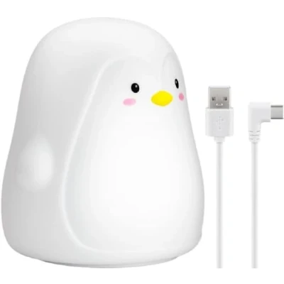 Imagen de goobay 61648 luz nocturna Infantil/LED pingüino/Luz quitamiedos/Ayuda para dormir/luz lactancia y decoración de habitaciones infantiles/Recargable / 7 cambios color 3 modos
