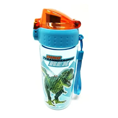 Imagen de botella de agua a prueba fugas para niños roturas ligera Tritan y ácido carbónico libre BPA 500 ml escuela guardería deportes (dinosaurios dinosaurios)