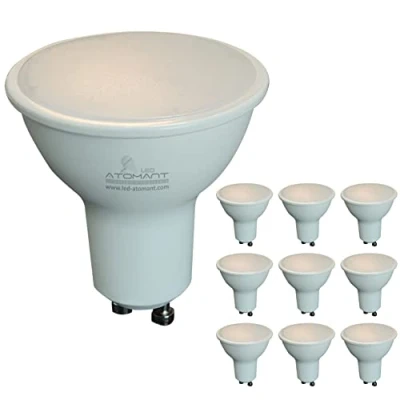 Imagen de LED ATOMANT Pack 10x Bombilla GU10 7W Regulable. Color Blanco Neutro (4500K). 680 lumenes reales. 120 grados de apertura. Recambio bombillas 65W.