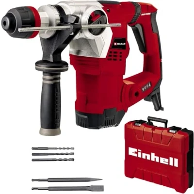 Imagen de Einhell Martillo perforador TE RH 32 4F Kit (1250 W, 5 J, perforación + con impacto cincelado con/sin fijación, agarre antivibraciones, incl. maletín E Box, 3 brocas, 2 cinceles)