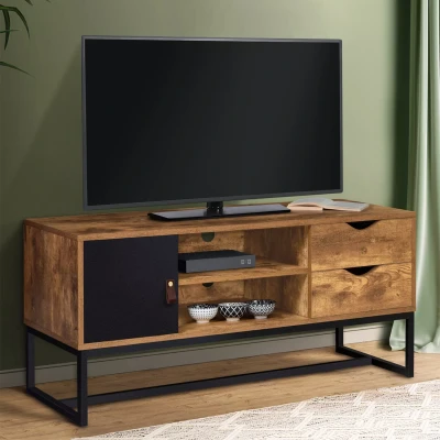 Imagen de Mueble de TV industrial madera y metal con 2 cajones armario