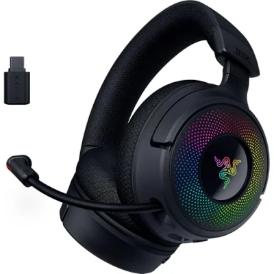 Imagen de Razer Kraken V4 Wireless Gaming Headset (3 Modes Connectivity, Triforce 40mm Drivers, 9 Zone RGB Earcup Lighting, Mix &amp; Volume adjustments, THX Spatial Audio) Black