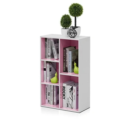 Imagen de Furinno 11069 Estanterías, Madera, Blanco/Rosa, 5 Compartimentos