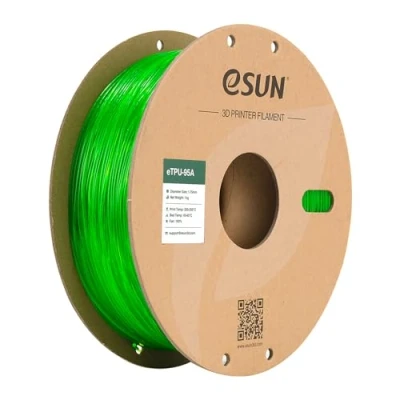 Imagen de eSUN Filamento TPU 95A 1.75mm, Flexible Impresora 3D TPU, Precisión Dimensional +/ 0.05mm, 1KG Carrete (2.2 LBS) para de Impresión 3D, Verde Transparente