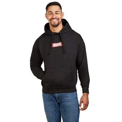 Imagen de Marvel Box Logo Capucha, Negro (Black Blk), Small (Talla del Fabricante: Small) para Hombre