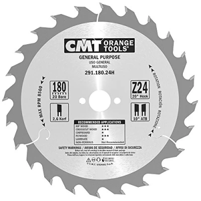 Imagen de CMT Orange Tools 291.180.24H Sierra circular 180x2.6x20 z 24 atb 20 grados