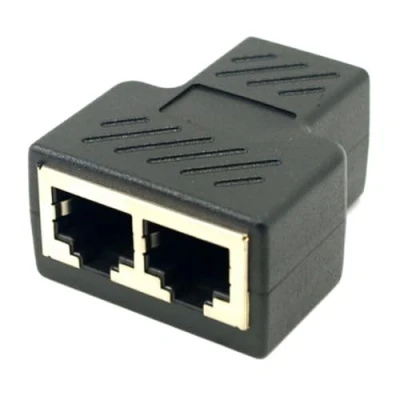 Imagen de CY Enchufe divisor adaptador de red Ethernet RJ45 8P8C a doble con escudo