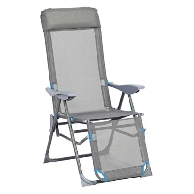 Imagen de Greemotion Lido Silla Plegable de jardín, Aluminio, Gris/Azul