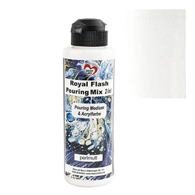 Imagen de Ideen mit Herz Royal Flash Pouring Mix 2en1 medio de Vertido y Pintura Acrílica Metálica con Efecto Purpurina 180 ml no requiere más mezcla fluido, o aceite silicona (color nácar)