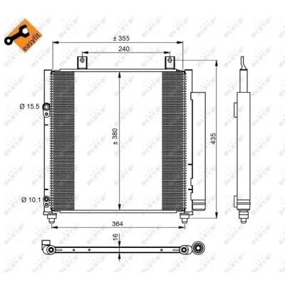 Imagen de NRF EASY FIT 350221 Condensador con secador, junta anular 15,5 10,1 Aluminio 380