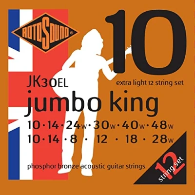 Imagen de Rotosound JK30EL Juego de cuerdas para guitarra acústica fósforo/bronce, 12 12, 20 9