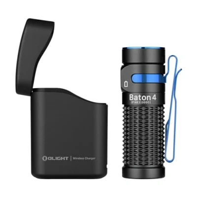 Imagen de OLIGHT Baton 4 kit Linterna LED Recargable Alta Potencia de 1300 Lúmenes 170 Metros Impermeable con Type C Compatible 4/3 S1R II y Perun 2 Mini(Negro