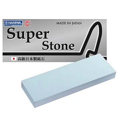 Imagen de Sanelli Ambrogio Naniwa Super Stone Piedra afiladora profesional, grano medio #1000, ideal para afilar cuchillos normales, con alta fuerza de pulido, Splash &amp; Go, fabricado en Japón