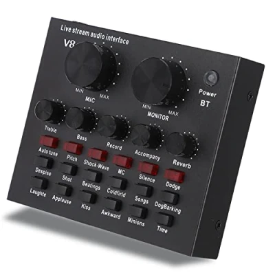 Imagen de Tarjeta de sonido en vivo, computadora V8 segunda generación con Bluetooth cambio voz transmisión vivo 112 tipos electroacústico, 18 efectos sonido, 6 modos