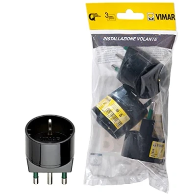 Imagen de Vimar FP00303 Adaptador simple SICURY 250 V 3 unidades, enchufe grande 2P+T 16A estándar IT tipo S17, P30