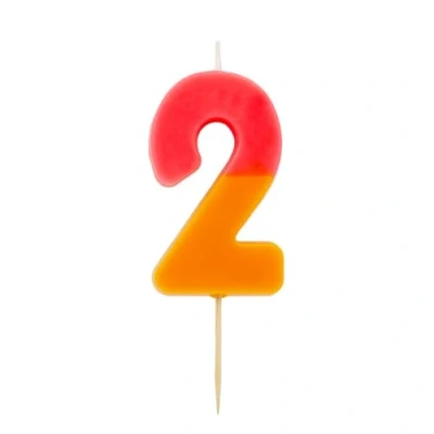 Imagen de Talking Tables Vela con el número 2 naranja y rosa para tartas Decoración de cumpleaños fiestas infantiles, niños, niñas, 2ª, 21ª fiesta, aniversario, hito