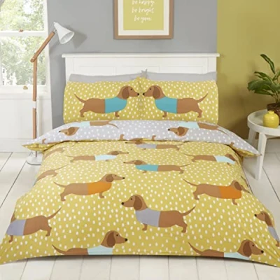 Imagen de Rapport DOLLYD Dolly Daschund Juego de Ropa Cama, Polialgodón, Ocre, Matrimonio