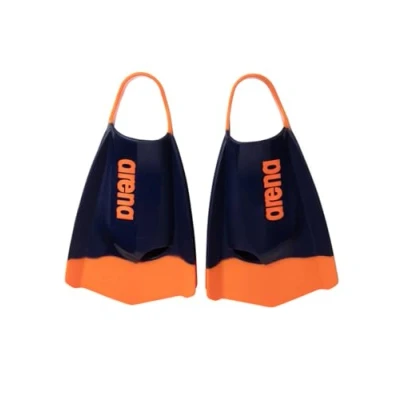 Imagen de Arena Powerfin Pro II Aletas de Entrenamiento natación Unisex para Adultos y Hombres Mujeres, Silicona Hoja Corta, Personalizadas, Color Azul Marino/Naranja, Talla 6 7