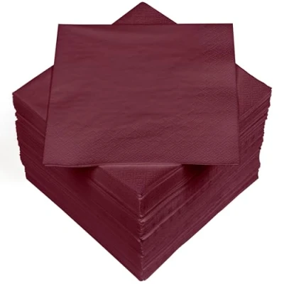 Imagen de HEKU 100 servilletas monocromáticas, 3 capas, 33 x cm, calidad uniforme para eventos y gastronomía, práctico paquete de 5 unidades, muy absorbentes elegantes, burdeos