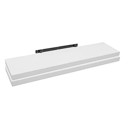 Imagen de WOLTU Estanteria Pared, Estante Flotante, Juego de 2 Pared Madera MDF, para salón, Cocina, Pasillo, Blanco, RG9316ws