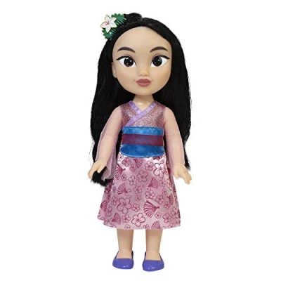Imagen de Princesas Disney Mi Amiga Mulán Grande para niñas Muñeca de 38 cm Altura Que Incluye Vestido, Zapatos y Tiara Extraíbles con Preciosos Detalles 3 años +