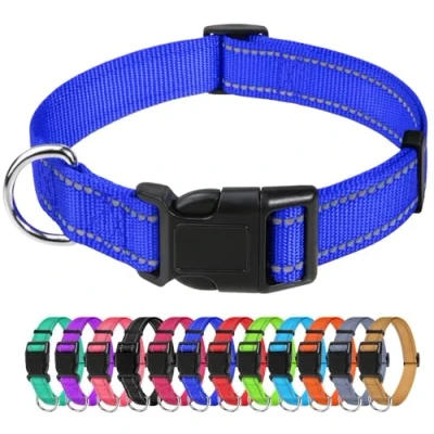 Imagen de TagME Collar Perro Ajustable,Collar Nylon Reflectante,para Caminar Correr Entrenamiento,para Perros Medianos,Azul Marino,2.5cm De Ancho