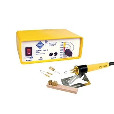 Imagen de Pebaro 0290 Estación Profesional con pistón y 3 lijadoras de combustión, regulación Continua la Temperatura, para Escribir, Dibujar Grabar en Madera Otros Materiales, Amarillo