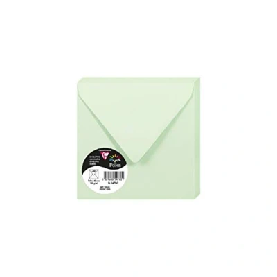 Imagen de Clairefontaine 5478C Un paquet de 20 enveloppes Pollen gommées 14x14 cm 120g, Vert