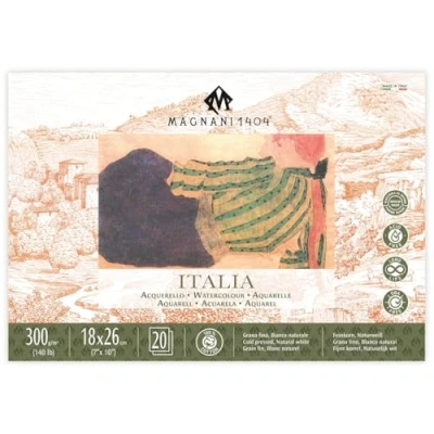 Imagen de Bloc de papel acuarela Magnani, grano fino, 300 g/m, 100% algodón, filtro redondo (18 x 26 cm)
