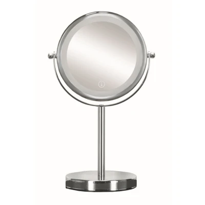Imagen de Kleine Wolke Bright Mirror Espejo Aumento Sobremesa 2 Caras LED, cromo, 17.5x12x29.5 cm
