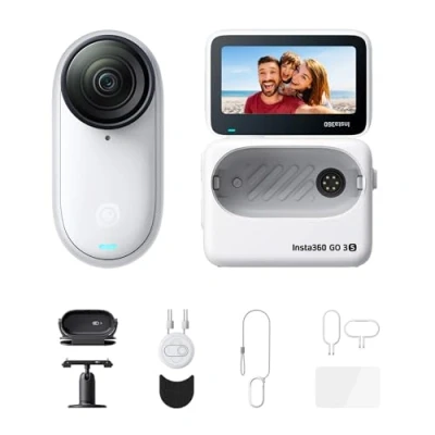 Imagen de Insta360 GO 3S Kit de Acción Cámara Vlogging 4K, POV Manos Libres, Móntala Donde Quieras, Estabilización, 140 Min batería, Impermeable 10 M, Edición IA, Apple Find My, Vlog, Viajes, Blanco
