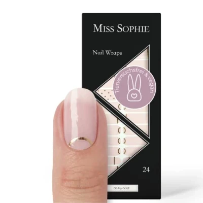 Imagen de Miss Sophie Lámina de uñas &quot;Oh My Gold!&quot;, Transparente, Gráfico, Rosa, Nail Wraps 24 láminas autoadhesivas ultrafinas larga duración