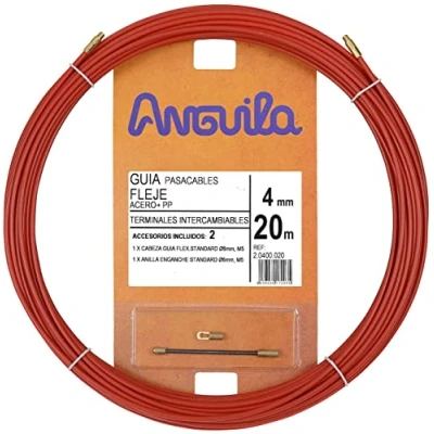Imagen de Anguila Guía Pasacables Terminales Intercambiables Fleje de Acero + Propileno Color Rojo Diámetro 4mm 20 metros